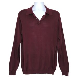 Joseph A. Banks Men's 100% Silk Long Sleeve Collared Pullover Size L